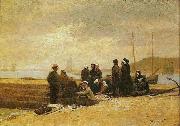 Women and fishermen waiting for the boat Jacques-Eugene Feyen